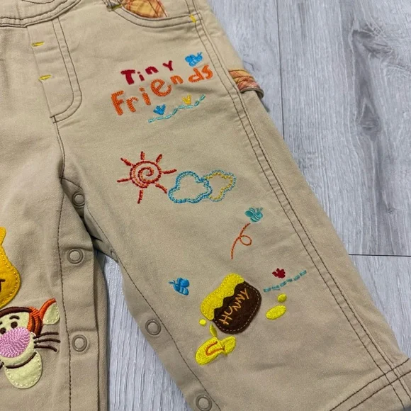 Disney Kids Overalls - Tan with Colorful Embroidery - Picture 6 of 10